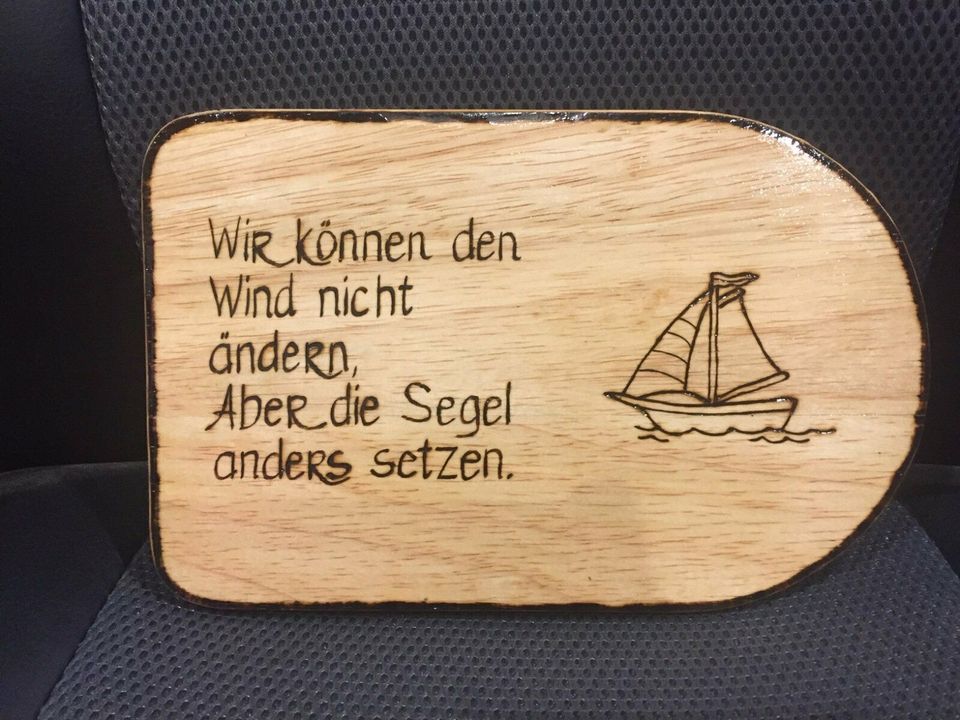 Spruchbild, Motivationsbild Holzbrand Pyrographie in Großtreben-Zwethau