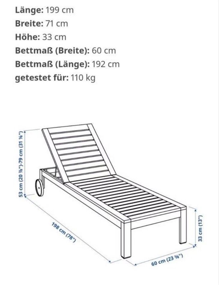 Ikea Äpplarö Sonnenliege, Auflage und Beistelltisch in Ehrenburg