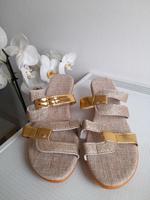 Elegante Damen Sandalen Gr. 40 | Glitzer & Gold | Sommer Slipper Saarland - Sulzbach (Saar) Vorschau