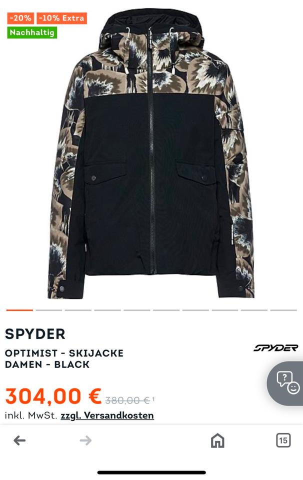 Spyder - Skijacke Damen, neu, Gr.40, beigebraun-weiß-schwarz in Würselen