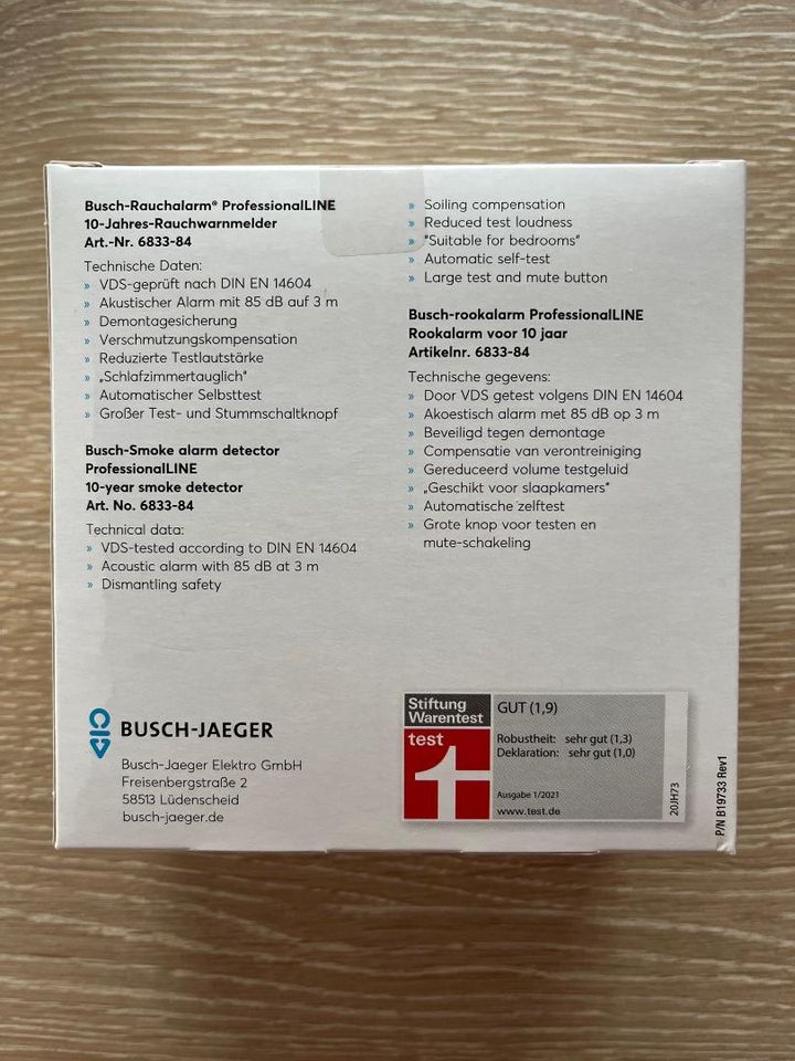 Rauchmelder (original verpackt) von Busch-Jäger Nr.: 6833-84 in Wolfsburg