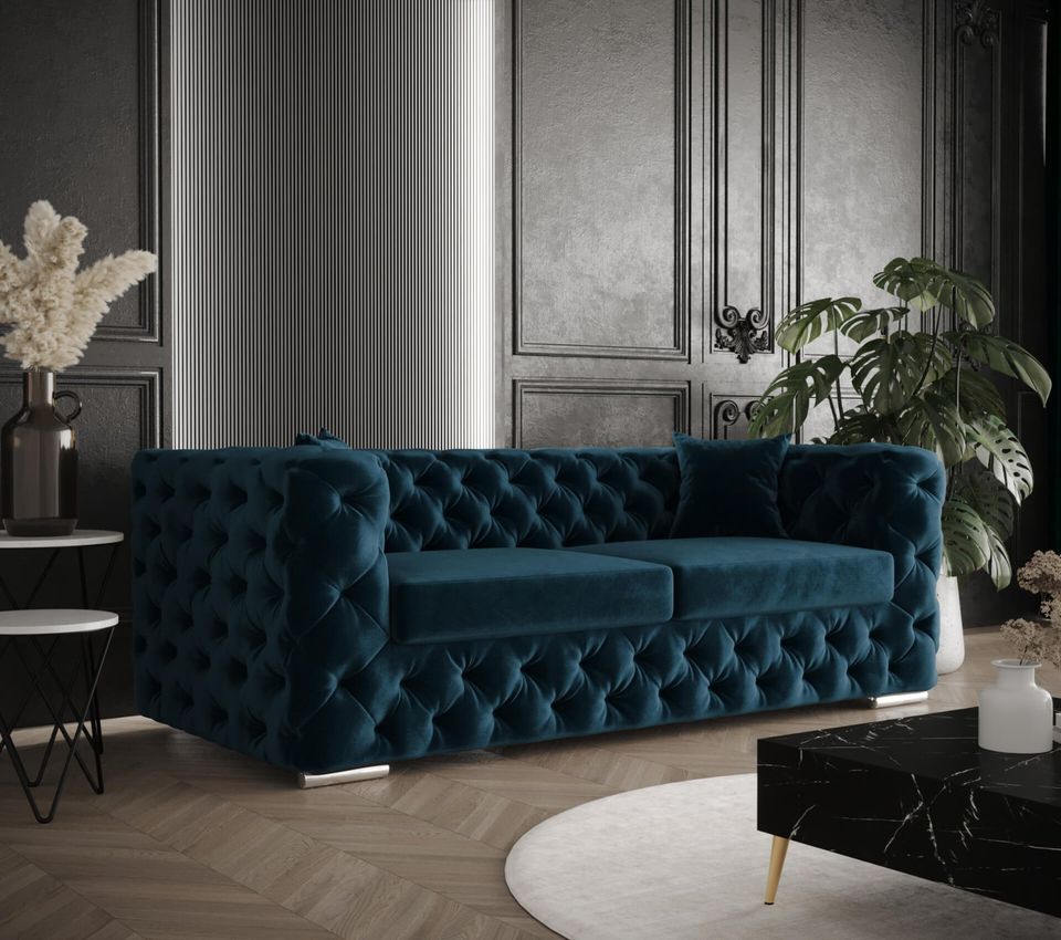 Sofa 3-Sitzer Chesterfield Schlaffunktion Luxus Modern in Berlin