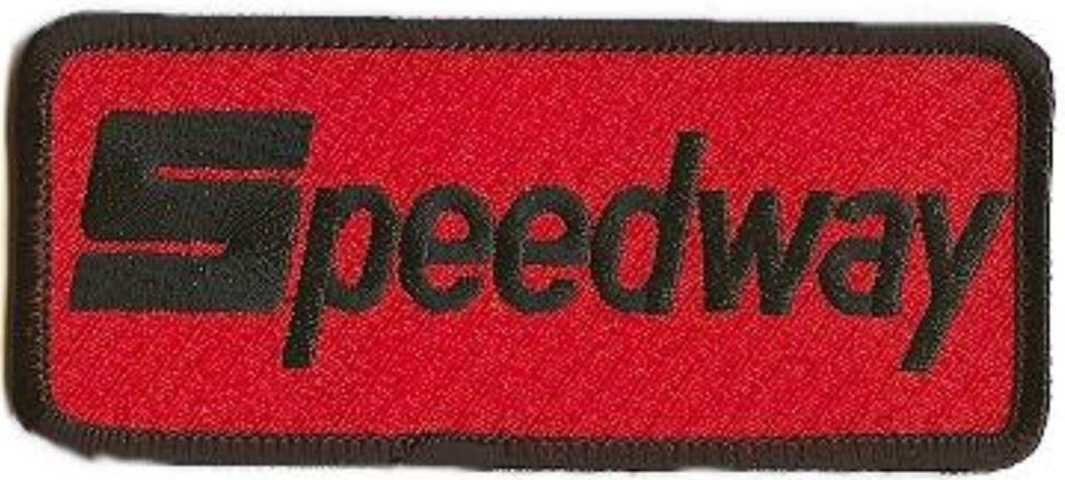 31 Speedway Aufnäher rot mit Schriftzug Speedway Restposten in Leopoldshöhe
