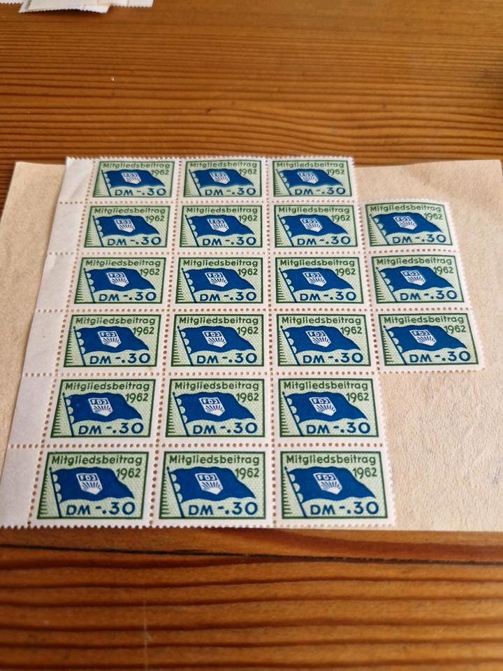 21 Sammler Briefmarken FDJ 1962 Mitgliedsbeitrag in Tiefenbach Oberpf