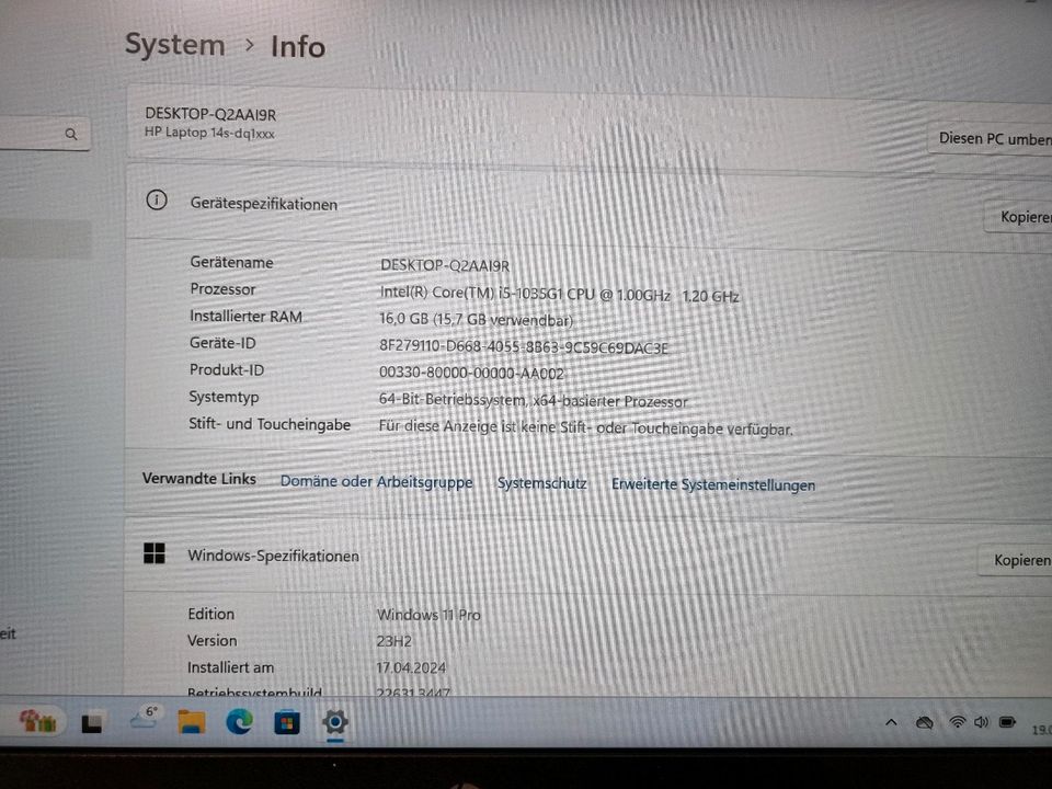 HP Notebook/14"/i5-1035G1/16GB RAM/UHD/256GB SSD/WIN11 Pro/Top in Göttingen