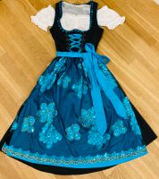 3-tlg. Blau Schwarz Damen Dirndl Kleid Glitzer „Blumen“ München - Bogenhausen Vorschau