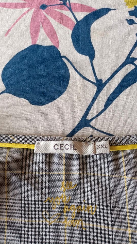 Vfrei❤️Cecil❤️Bluse XXL Karo schwarz weiß gelb Gallonstreifen wNe in Kölleda