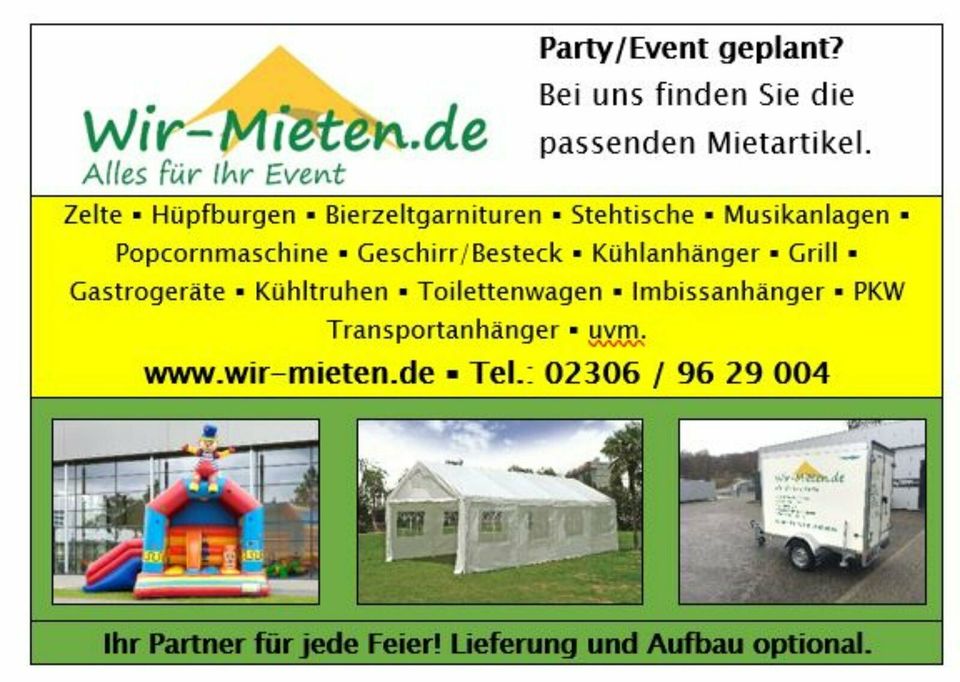 Partyzelt, Zelt 3x6 PVC Miete Profi Zelt Kein Klappzelt!! in Lünen