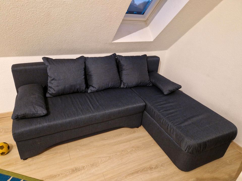 Ecksofa Sofa blau, Schlafsofa mit Bettkasten in Königslutter am Elm