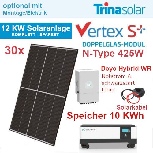 12 kWp Solaranlage komplett mit 10 kWh Solarspeicher und Wechselrichter - Not- und Ersatzstrom/fähig, PV Anlage Photovoltaikanlage Komplettsystem Solarenergie Solarpanel Photovoltaik  Inbetriebnahme in Dresden