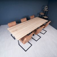 Eichentisch 280x100cm "JEDE GRÖßE MÖGLICH" Esstisch Massiv Küchentisch Schweizer Kante Massivholztisch Eichentisch Wohnzimmertisch Holztisch Design Tisch Stahlbeine Edelstahl Tischbeine Nordrhein-Westfalen - Ochtrup Vorschau