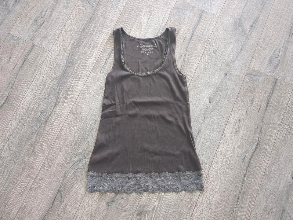 Top Shirt Gr L 40 braun ESPRIT Tanktop Baumwolle in Mayen