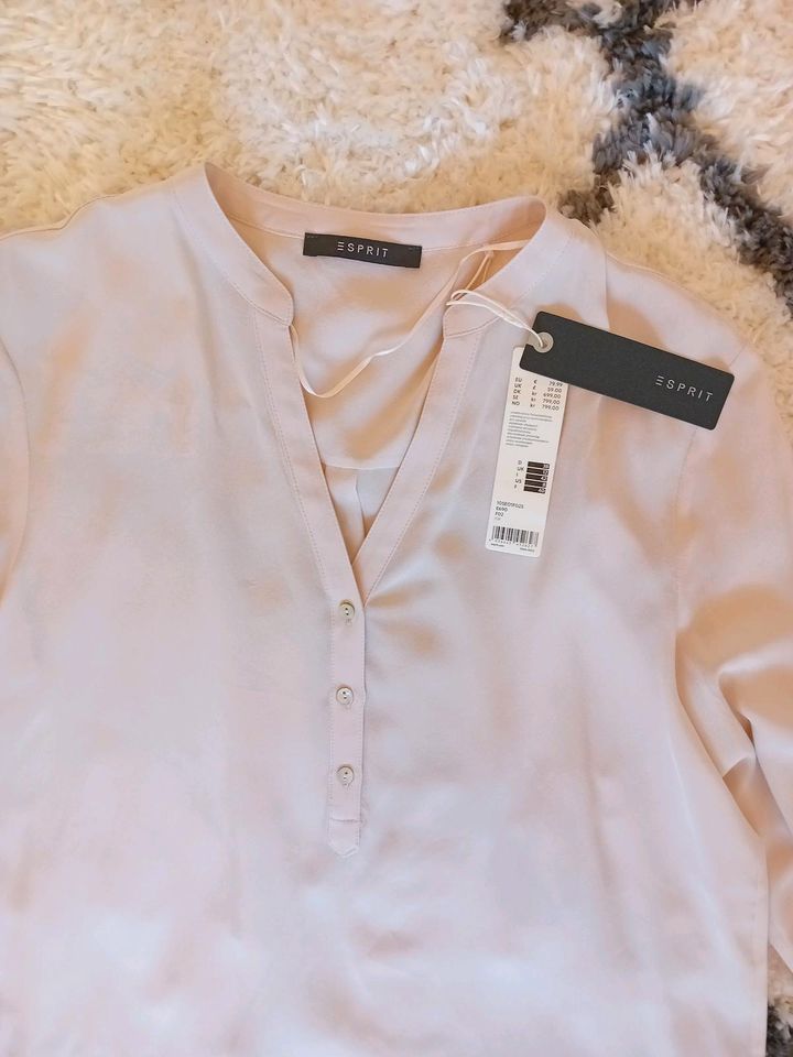 Bluse 100% Seide Gr. 38 ESPRIT rosé Langarm Stehkragen in Mainz