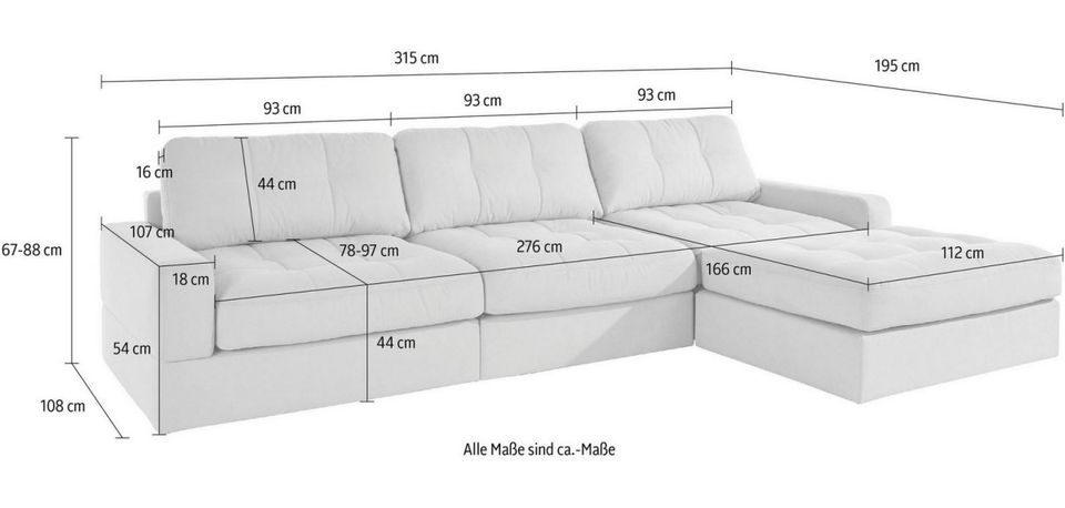 BIG Ecksofa 315x105cm ⭐ Olive Grün Soft Clean PUR-Schaum Fenya in Köln