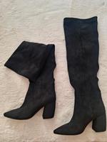 Veloursleder Stiefel schwarz Gr. 37 - knielang high heel Spitze Dresden - Innere Altstadt Vorschau