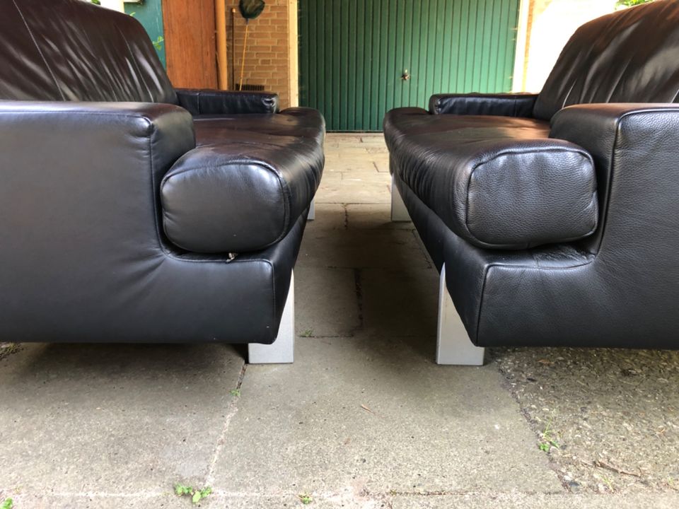 ZWEI Rolf Benz Sofa Zweisitzer schwarzes Zweiersofa Ledersofa in Hamburg