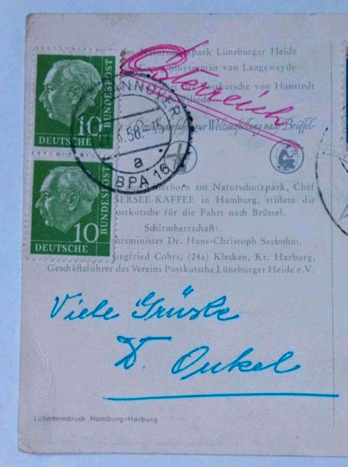 Ansichtskarte 1958 Mischfrankatur (Belgien+ Deutsche Bundespost) in Velbert