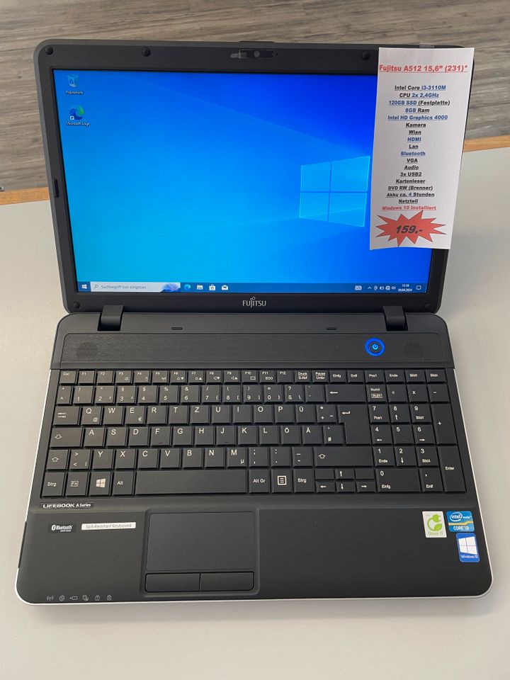 Fujitsu A512 15,6” Intel Core i3-3110M 2,4GHz 120GB SSD 8GB Ram in Mannheim