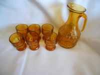 Krug mit 6 Gläsern retro  Glas braun Karaffe Hessen - Hattersheim am Main Vorschau