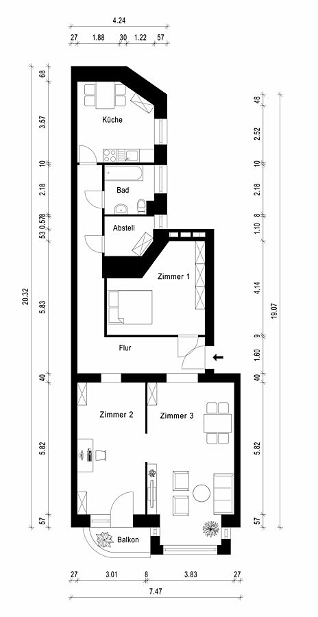 Kapitalanlage in bester Lage Berlin-Tempelhofs: Vermietete 3-Zimmer-Altbauwohnung in Berlin