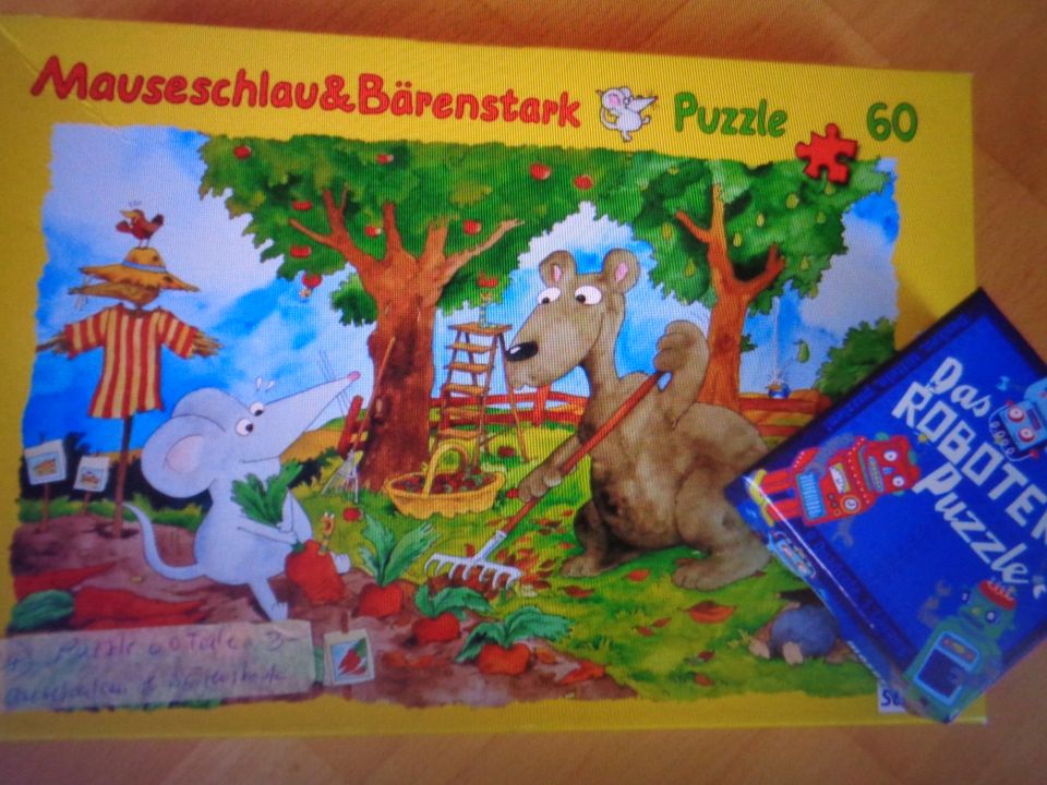 2 Puzzles, 60Teile -Mauseschlau&Bärenstark+ Das Roboter Puzzle in Usingen