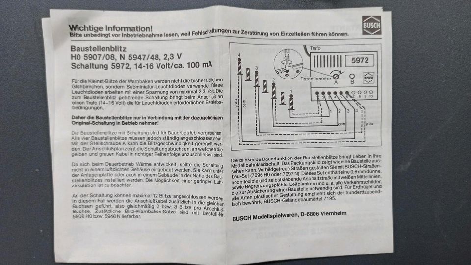 Busch 5907 H0 Baustellenblitz mit autom. Blitzfolge in Sontheim