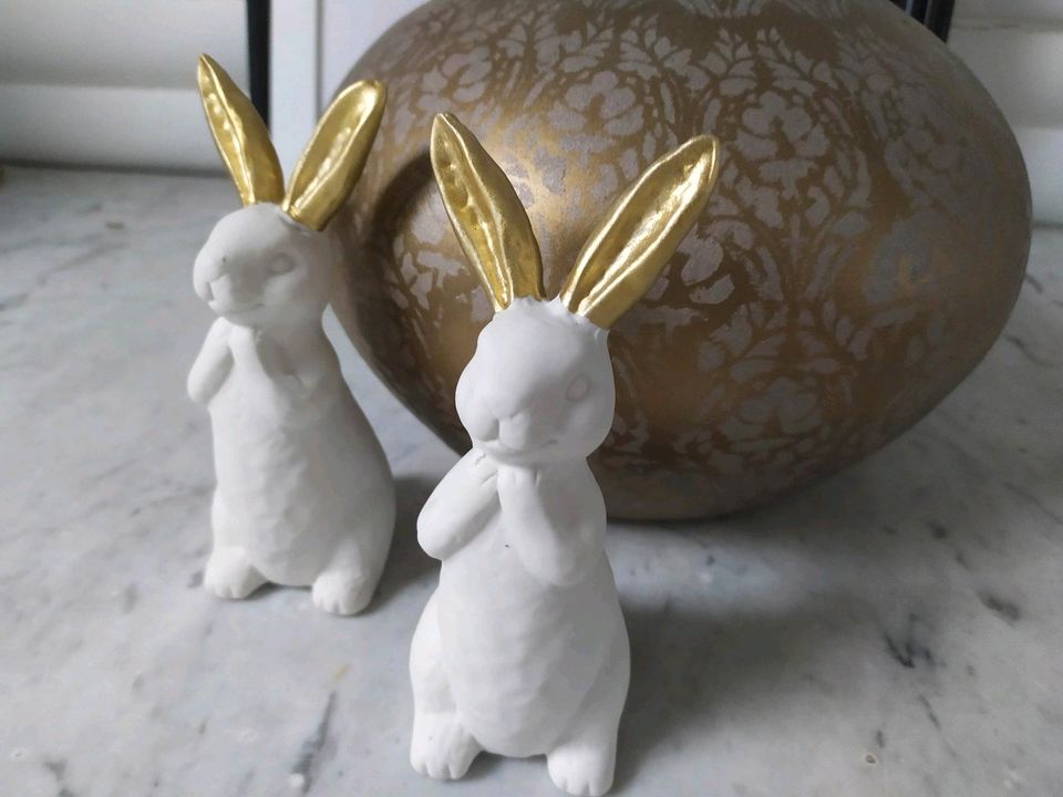 1 Deko Landhaus Hase Scandi Shabby Vintage Keramik in Hirzenhain