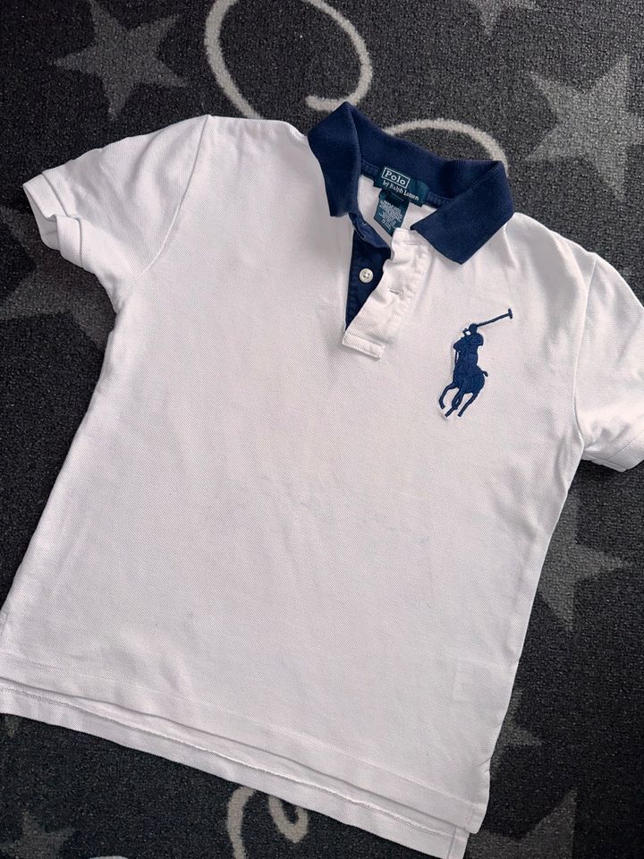 Polo Ralph Lauren Shirt weiß blau Pony in 6 Jahre 122 116 in Kalt