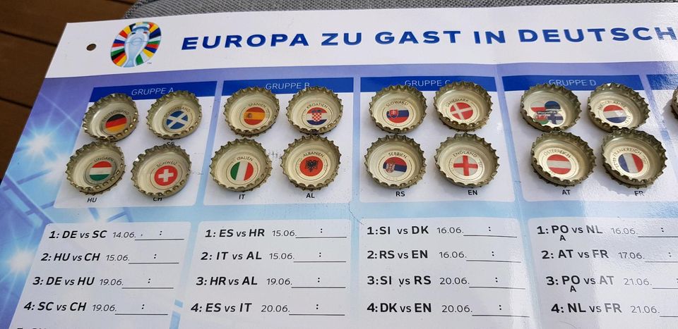 Bitburger Uefa Euro 2024 Magnetspielplan + 24 passend Kronkorken in Bocholt