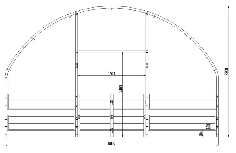 Unterstand 6 x 6 x 3,7 m Weideunterstand PVC-Plane 610 g/m² Rundbogenhalle Witterungsschutz Lagerzelt Weidezelt Pferde NEU in Großenwiehe