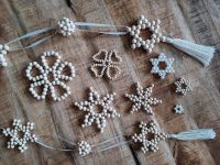 Holz Perlen ⭐️ Stern Schneeflocke Anhänger Weihnachten weiß Schwerin - Friedrichsthal Vorschau