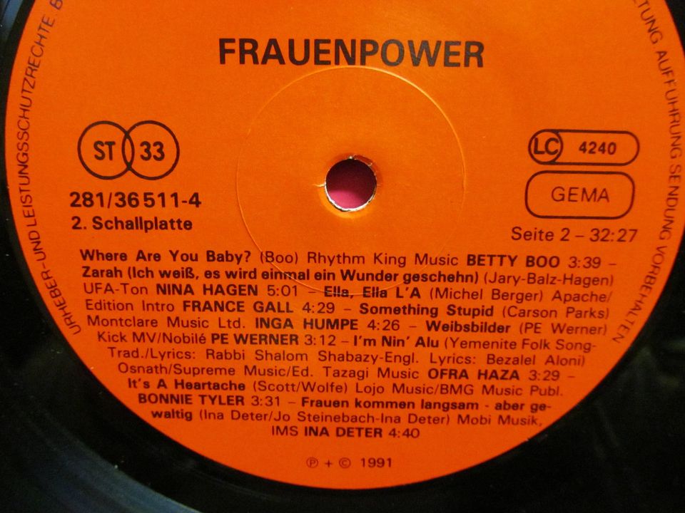 LP "Frauenpower", Pop Rock Compilation 1991, Schallplatte in Kumhausen