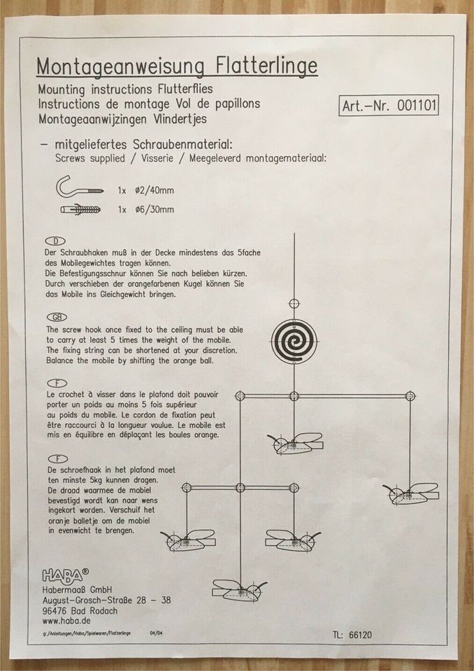 Baby Mobile Flatterlinge von Haba (1101) in Bergisch Gladbach