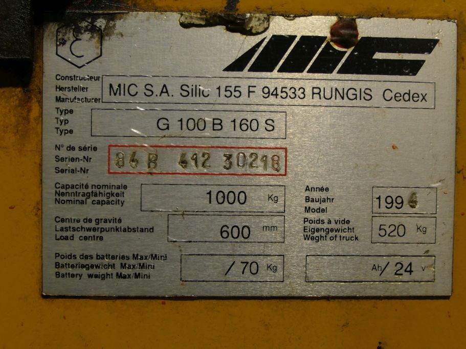 MIC G 100 B 160S Elektro Hochhubwagen Elektrohubwagen 41865 in Dinslaken