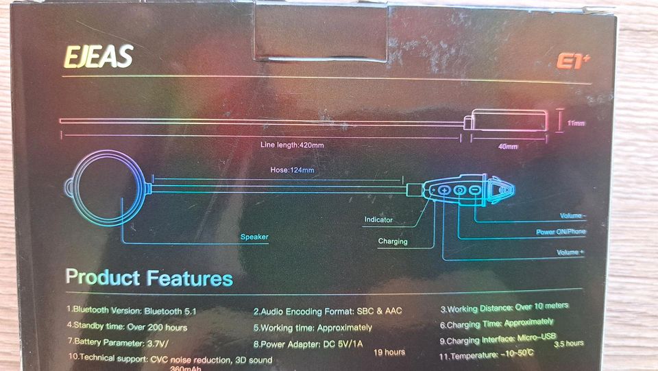 EJEAS E1+ Motorradhelm Bluetooth 5.1 Headset in Glöwen