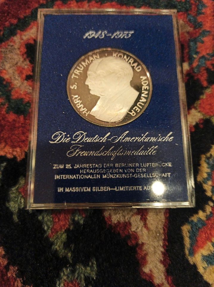 1973 deutsch amerikanische Freundschaftsmedaille 999 Silber in Königswinter