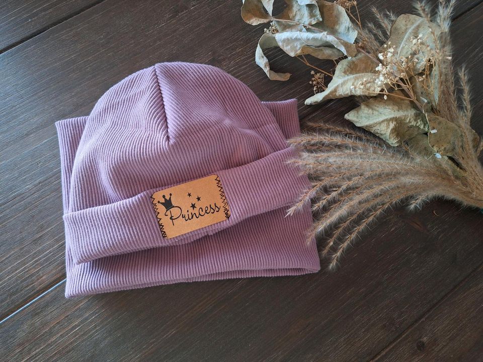 Set ripp Jersey Mütze Loop beanie handgenäht in Hofbieber