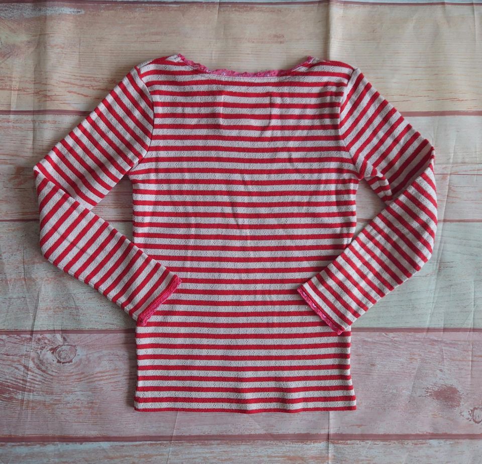 Rot-weiß-gestreiftes Pointelle-Shirt (Mini Boden) / Gr. 128 in Berlin