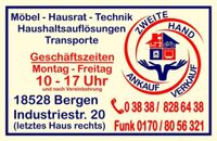 An & Verkauf ,Möbel,Hausrat,Technik 2.Hand , Haushaltsauflösungen Mecklenburg-Vorpommern - Bergen auf Rügen Vorschau