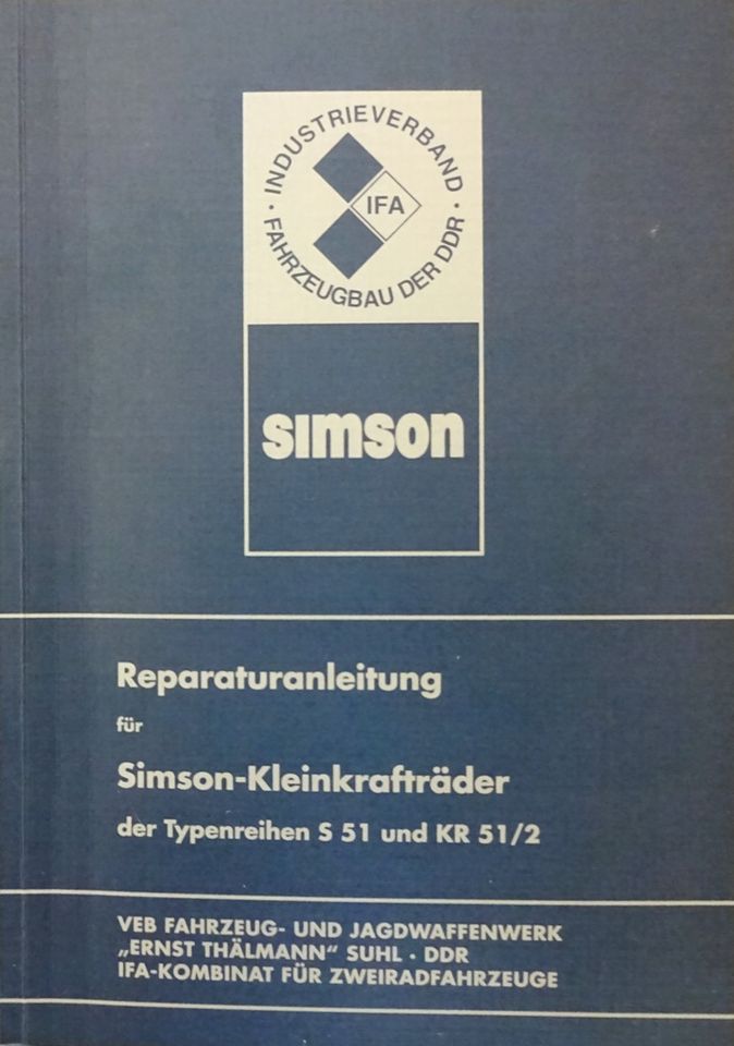 Buch Reparaturanleitung Simson S51 KR 51/2 + elektr. Schaltpläne in Einhausen (Thüringen)