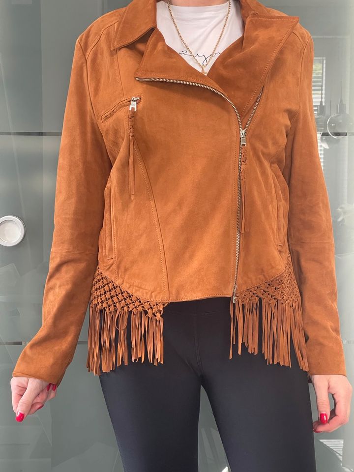 Marc Cain Lederjacke Ocker braun neu top modern in Glashütten