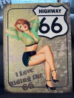 Blechschild Pin Up 30x40cm, Highway 66, I Live Riding the 66 Rheinland-Pfalz - Nieder-Olm Vorschau