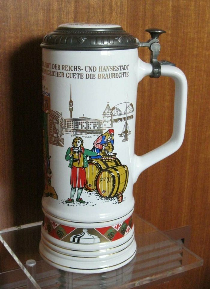 Bierkrug "700 Jahre Braurechte", Dortmund 1993 (Steingut, Zinn) in Dortmund