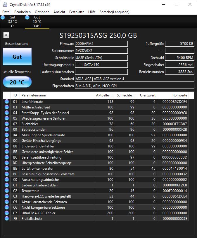 Interne Festplatte 250 GB Seagate 2.5" HDD SATA II 5400 U/Min. in Heikendorf