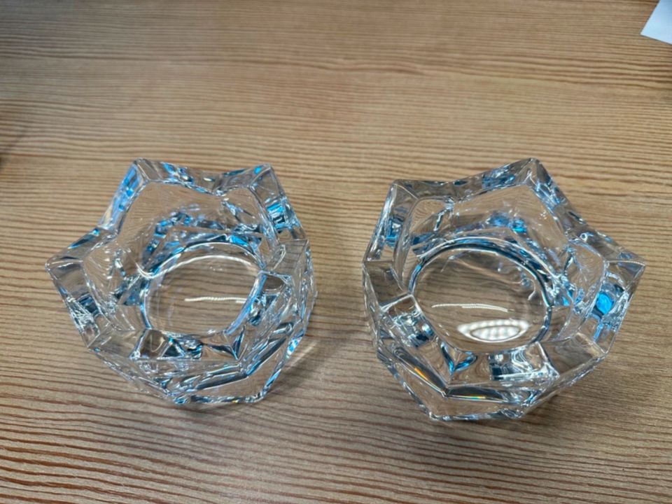 2 Kerzenhalter, Glas in Stromberg