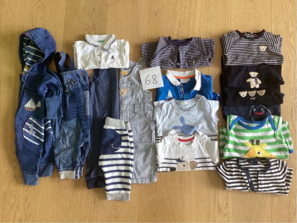 Kleidungspaket 68 Hose,T-Shirt, Body, Schlafanzug, Overall, Pulli in Flensburg