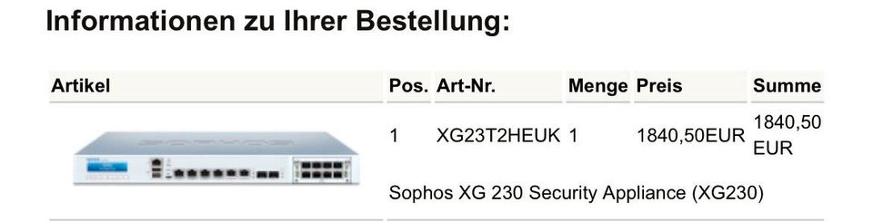 Sophos XG 230 Security Appliance (XG230) Firewall in Villingen-Schwenningen