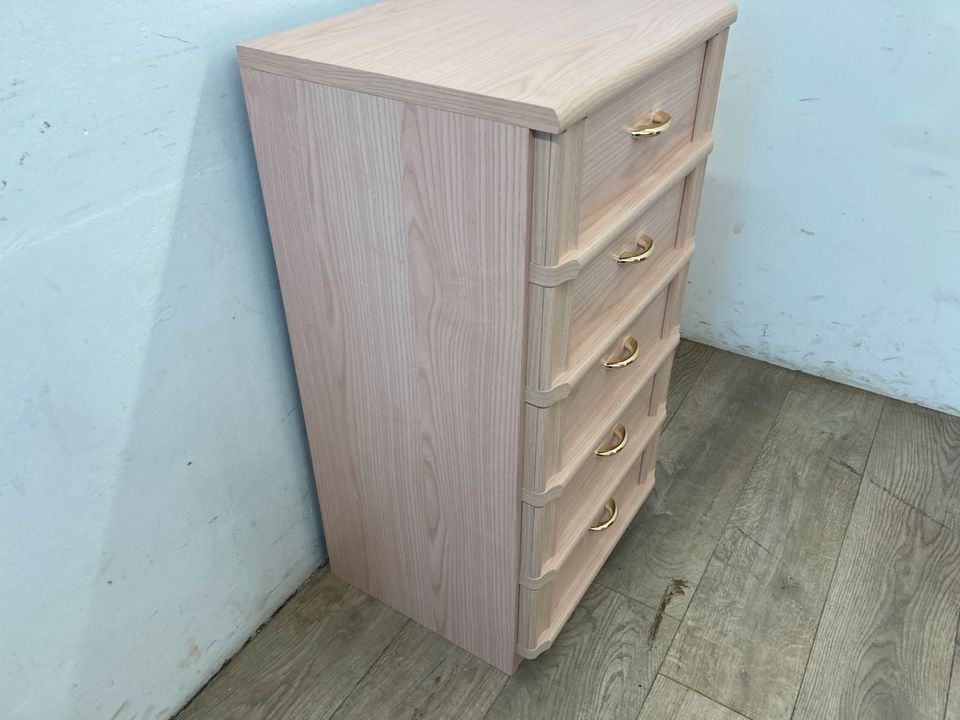 #A Kommode 5 Schubladen Holz Aufbewahrungsturm rosa Sideboard in Burgstädt