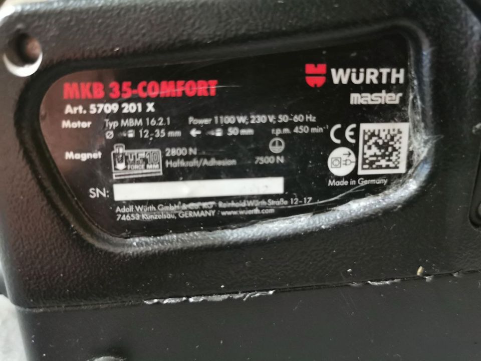 Magnetbohrmaschine / Kernbohrmaschine Würth MKB 35-Comfort gebr. in Wilburgstetten