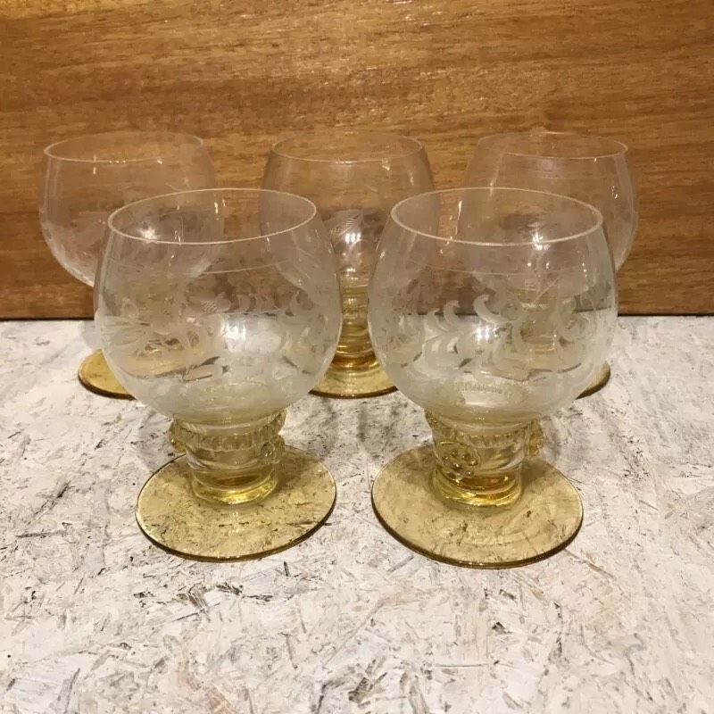 5x Glas Theresienthal Weinglas Herrgotts Tröpfchen vintage geätzt in Nürnberg (Mittelfr)